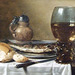 Detail of a Still Life with Stoneware Jug, Wine Glass, Herring and Bread by Claesz in the Boston Museum of Fine Arts, June 2010