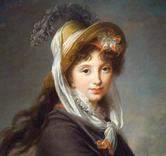 Detail of a Portrait of a Young Woman by Vigee-LeBrun in the Boston Museum of Fine Arts, June 2010