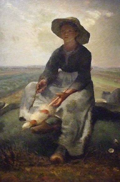 Detail of The Young Shepherdess by Millet in the Boston Museum of Fine Arts, June 2010