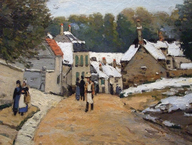 Detail of Early Snow at Louveciennes by Sisley in the Boston Museum of Fine Arts, June 2010