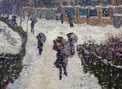 Detail of Boulevard Saint-Denis, Argenteuil in Winter by Monet in the Boston Museum of Fine Arts, June 2010