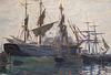 Detail of Ships in a Harbor by Monet in the Boston Museum of Fine Arts, June 2010