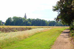 Vojo, kampoj kaj preĝejo St-Petro (Weg, Felder, Kirche  St. Petri)