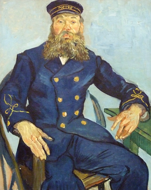 Detail of The Postman Joseph Roulin by Van Gogh in the Boston Museum of Fine Arts, June 2010