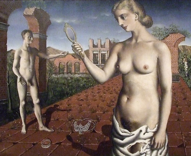 Detail of Proposition Diurne by Delvaux in the Boston Museum of Fine Arts, June 2010