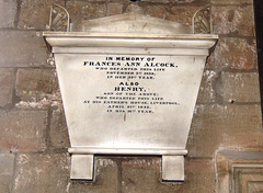 Memorial to Frances and Henry Alcock, Saint Michael's Church, Kirk Langley, Derbyshire
