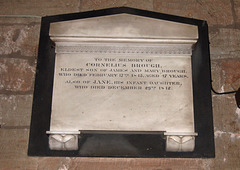 Memorial to Cornelius Brough, Saint Michael's Church, Kirk Langley, Derbyshire