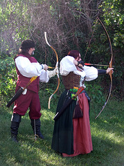 Lord Targai and Nicole Engaged in Archery at the Queens County Farm Fair Demo, September 2007