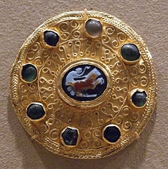 Gold Disc Brooch with Onyx Cameo and Glass Cabochons in the Metropolitan Museum of Art, March 2010