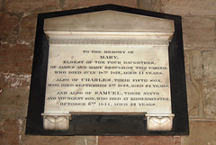 Memorial to Mary, Charles and Samuel Brough, Saint Michael's Church, Kirk Langley, Derbyshire