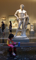 Marble Statue of a Youthful Herakles with a Little Girl for Scale in the Metropolitan Museum of Art, July 2007