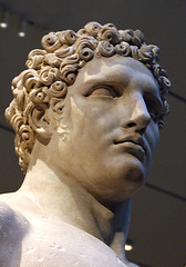 Detail of the Head of a Marble Statue of a Youthful Herakles in the Metropolitan Museum of Art, July 2007