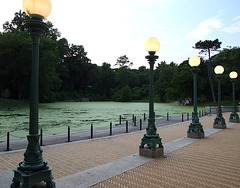 Lampposts in front of the Boathouse in Prospect Park, August 2007