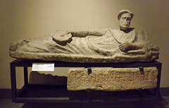 Etruscan Nenfro Sarcophagus of a Reclining Man from Orte in the Vatican Museum, July 2012