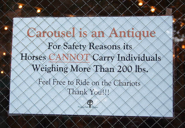 Warning Sign at the Carousel in Prospect Park, August 2007