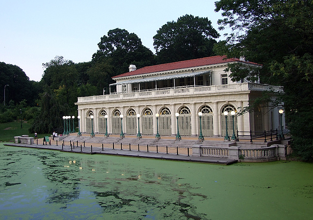 The Boathouse from the Bridge in Prospect Park, August 2007