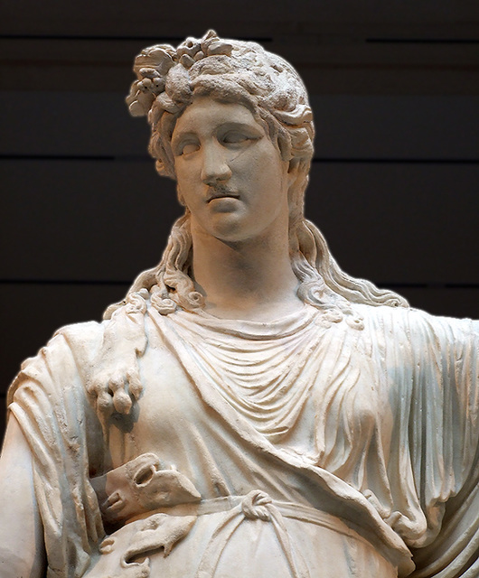 Detail of a Marble Statue of Dionysos Leaning on an Archaistic Female Figure in the Metropolitan Museum of Art, Sept. 2007