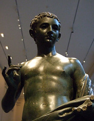 Detail of a Bronze Statue of an Aristocratic Boy in the Metropolitan Museum of Art, July 2007