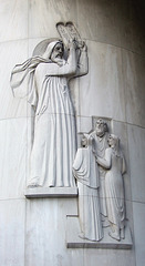 Moses with the 10 Commandments Relief Sculpture on the Facade of the NY Supreme Court in Downtown Brooklyn, May 2008