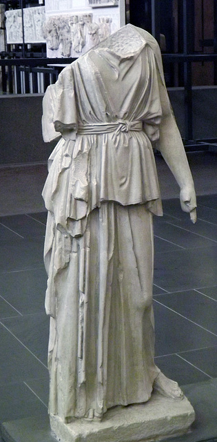 Detail of Athena from a Roman Copy of an Original Greek Group by Myron with Athena and Marsayas in the Vatican Museum, July 2012