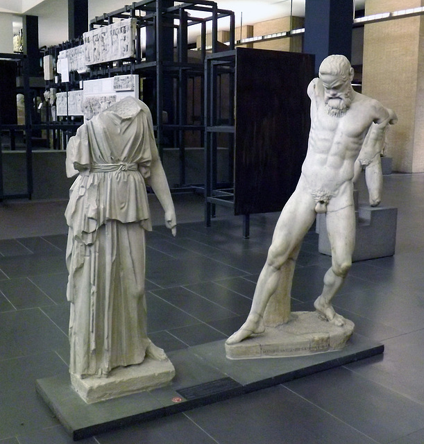 Roman Copy of an Original Greek Group by Myron with Athena and Marsayas in the Vatican Museum, July 2012