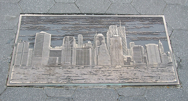 Relief of the Pre-911 NY Skyline on the Brooklyn Promenade, May 2008