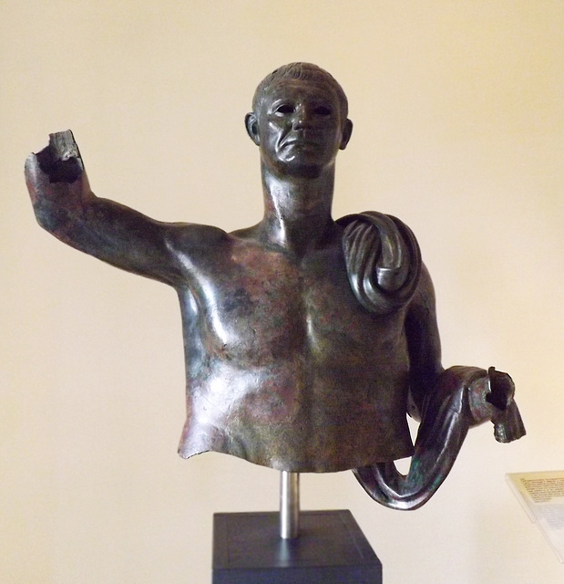 Upper Part of Bronze Monumental Statue with a Portrait in the Vatican Museum, July 2012