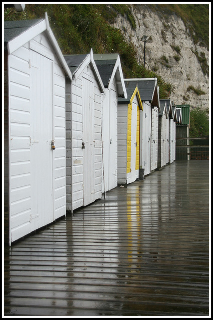 Beach Huts in the rain