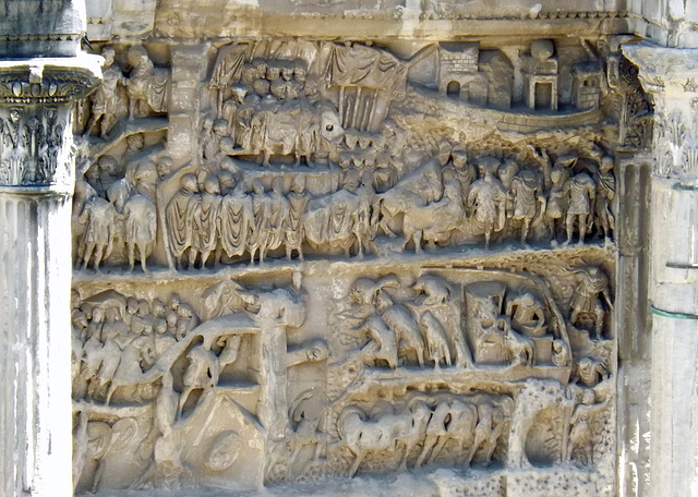 Detail of one of the Relief Panels on the Arch of Septimius Severus in the Forum Romanum, July 2012