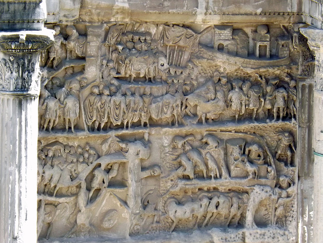 Detail of one of the Relief Panels on the Arch of Septimius Severus in the Forum Romanum, July 2012