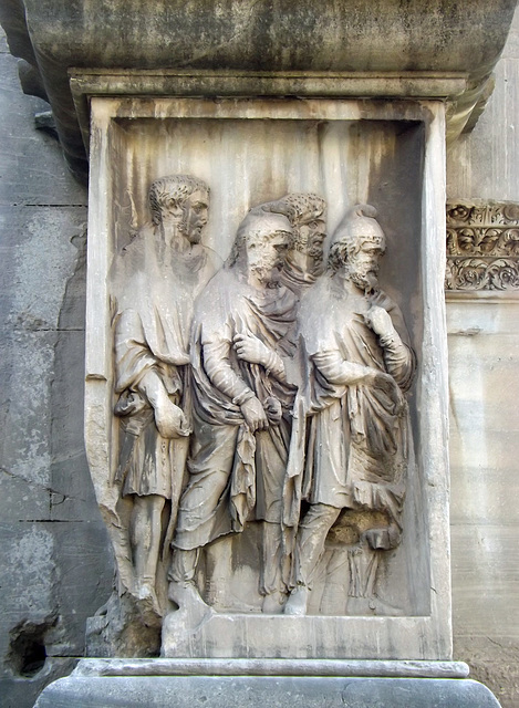 Detail of the Reliefs on the Piers of the Arch of Septimius Severus in the Forum Romanum, July 2012