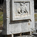 Reproduction of the Relief of Marcus Curtius from the Lacus Curtius in the Forum in Rome, June 2012