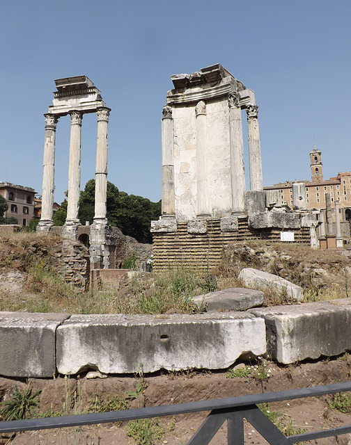 The Temple of Castor and Pollux and the Temple of Vesta in the Roman Forum, June 2012