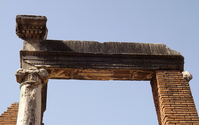 Detail of the Architrave of the Entrance to the House of the Vestal Virgins in the Forum Romanum, June 2012