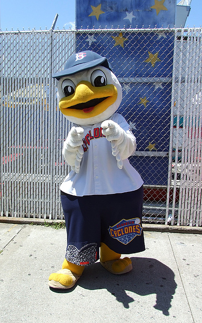 Brooklyn Cyclones Mascot "Sandy the Seagull" at the Mermaid Parade,  June 2007