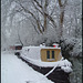 snowy houseboat