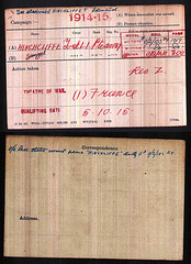 Army Medal Record Card, Samuel Joseph Hinchliffe (1891-1919)