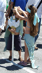 Miniature King Nepture and Mermaid Getting Dressed at the Coney Island Mermaid Parade,  June 2007