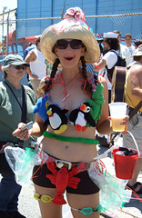 Girl Wearing Stuffed Toys at the Coney Island Mermaid Parade, June 2007
