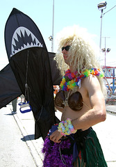 Hula Guy and Shark at the Coney Island Mermaid Parade, June 2007
