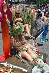 Two Mermaids on a Float  at the Coney Island Mermaid Parade, June 2007