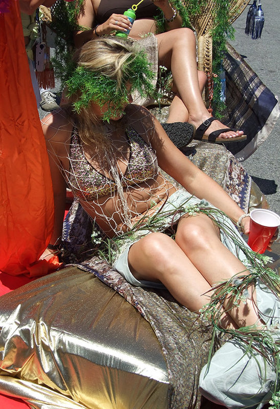 Detail of Two Mermaids on a Float  at the Coney Island Mermaid Parade, June 2007