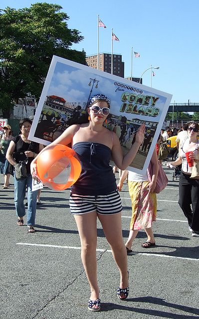 Vintage Postcard at the Coney Island Mermaid Parade, June 2007