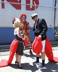 Lobster "Retro" Couple and Grungy Ronald McDonald at the Coney Island Mermaid Parade, June 2007