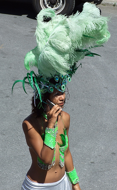 Carnival Girl on Cell Phone at the Coney Island Mermaid Parade, June 2007