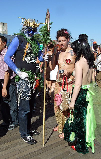 Mermaids and Neptune on the Boardwalk at the Coney Island Mermaid Parade, June 2007