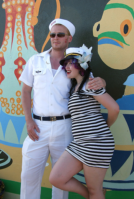 Sailor Couple on the Boardwalk at the Coney Island Mermaid Parade, June 2007