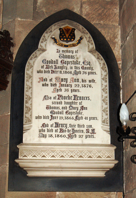 Goodall Copestake Memorial, Saint Michael's Church, Kirk Langley, Derbyshire