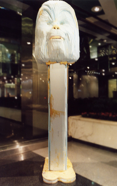 "In God We Trust": Giant Chewbacca Pez Dispenser Sculpture by Folkert de Jong at Lever House in NY, Feb. 2007