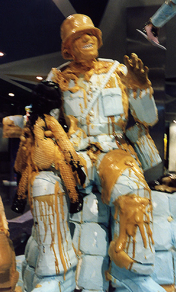 Detail of "In God We Trust" Sculpture by Folkert de Jong at Lever House in NY, Feb. 2007